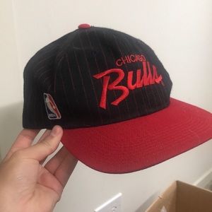 Vintage 90s Bulls Hat Script Pinstripe